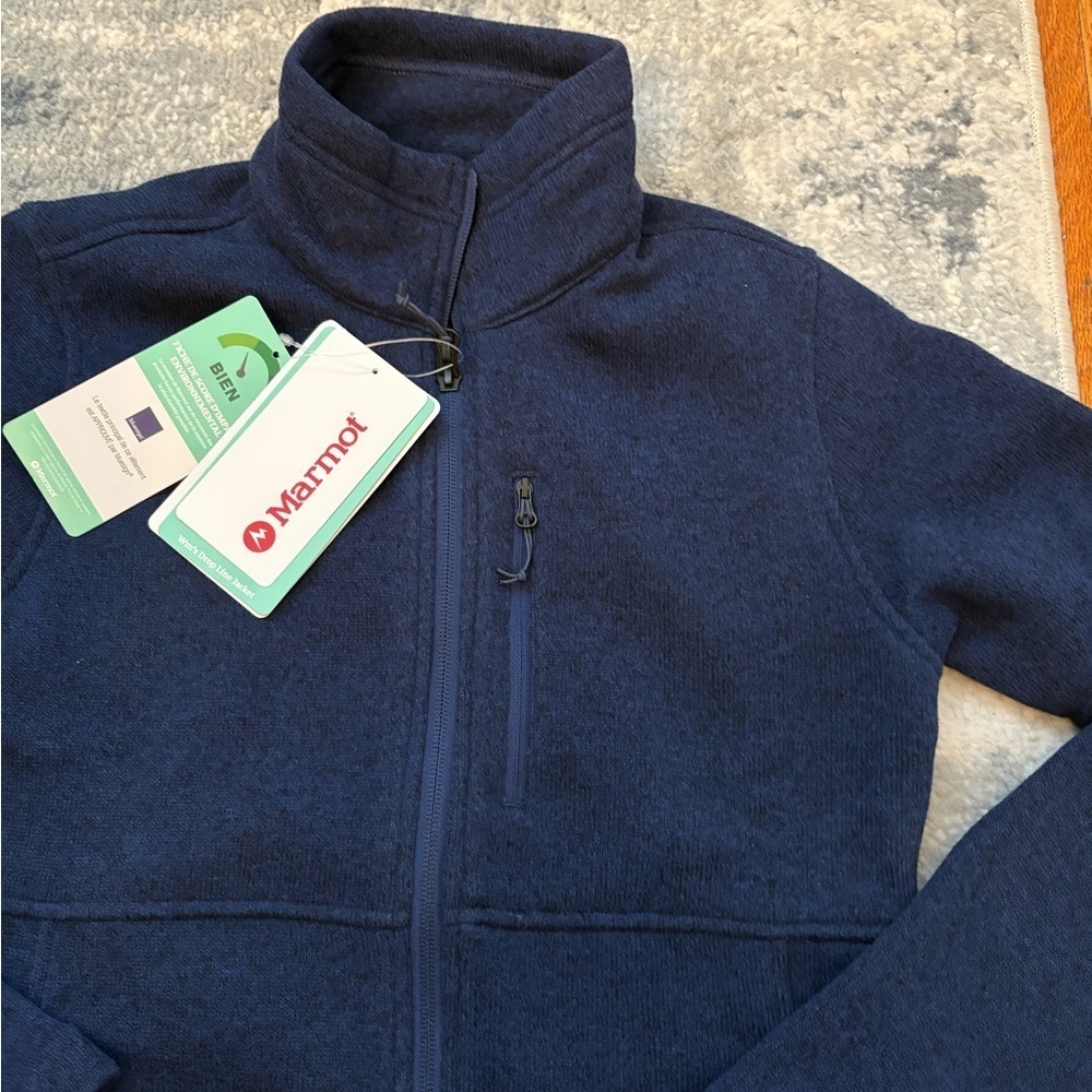 NWT! Marmot Drop Line Fleece Jacket SZ XS, Arctic Navy - Picture 8 of 14